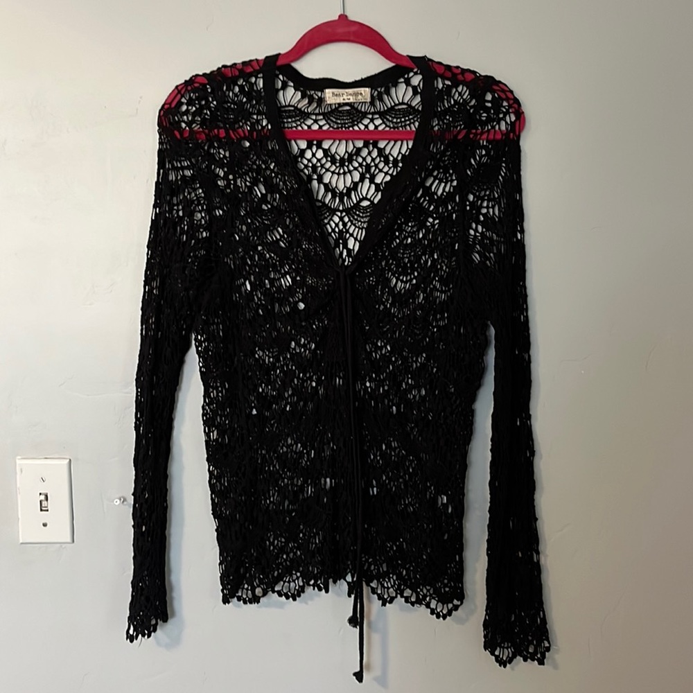 Black, floral shawl